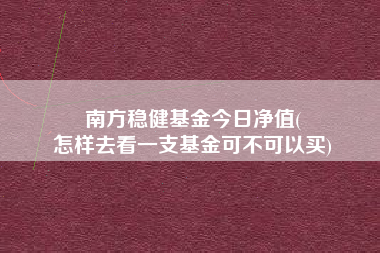 南方稳健基金今日净值(
怎样去看一支基金可不可以买)