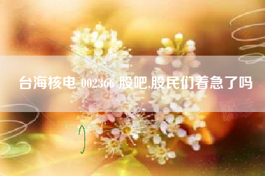 台海核电 002366 股吧,股民们着急了吗