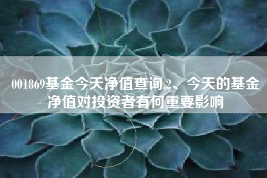 001869基金今天净值查询,2、今天的基金净值对投资者有何重要影响