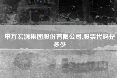 申万宏源集团股份有限公司,股票代码是多少