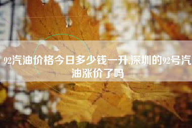 92汽油价格今日多少钱一升,深圳的92号汽油涨价了吗
