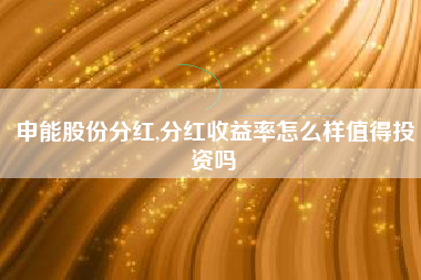 申能股份分红,分红收益率怎么样值得投资吗