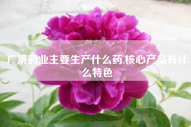 广济药业主要生产什么药,核心产品有什么特色