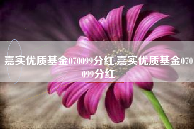 嘉实优质基金070099分红,嘉实优质基金070099分红