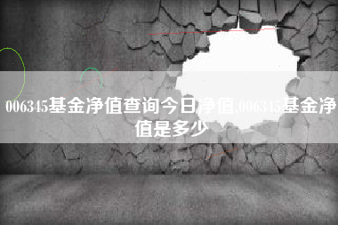 006345基金净值查询今日净值,006345基金净值是多少