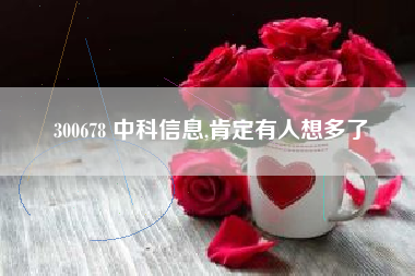 300678 中科信息,肯定有人想多了