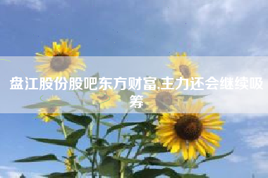 盘江股份股吧东方财富,主力还会继续吸筹