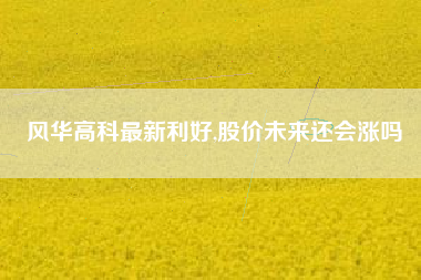 风华高科最新利好,股价未来还会涨吗