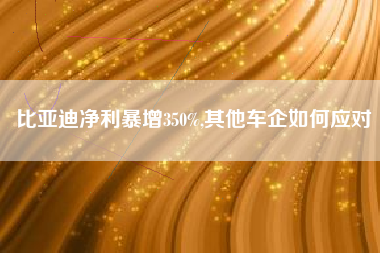 比亚迪净利暴增350%,其他车企如何应对