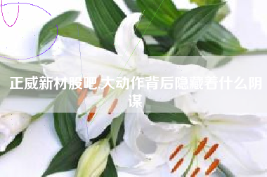 正威新材股吧,大动作背后隐藏着什么阴谋