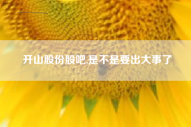 开山股份股吧,是不是要出大事了