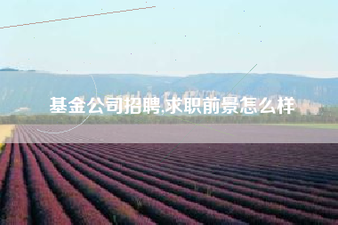基金公司招聘,求职前景怎么样