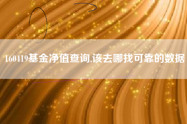 160419基金净值查询,该去哪找可靠的数据