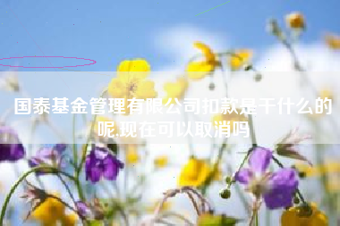 国泰基金管理有限公司扣款是干什么的呢,现在可以取消吗