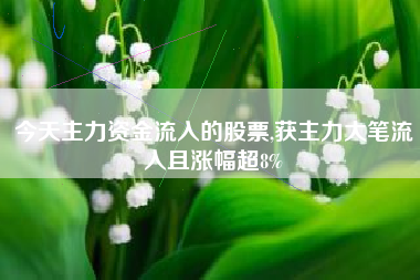 今天主力资金流入的股票,获主力大笔流入且涨幅超8%