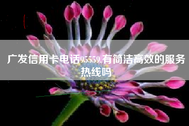 广发信用卡电话95559,有简洁高效的服务热线吗