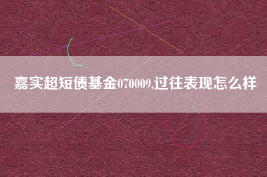 嘉实超短债基金070009,过往表现怎么样