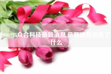 000925众合科技最新消息,最新消息透露了什么