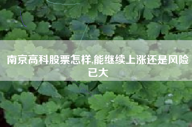 南京高科股票怎样,能继续上涨还是风险已大