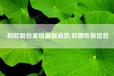 利欧股份重组最新消息,有哪些新信息
