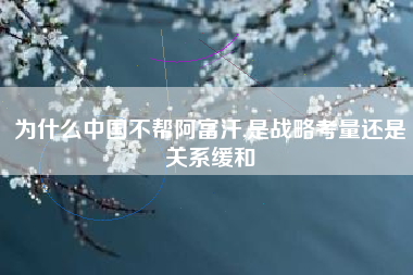 为什么中国不帮阿富汗,是战略考量还是关系缓和