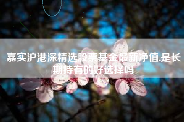 嘉实沪港深精选股票基金最新净值,是长期持有的好选择吗