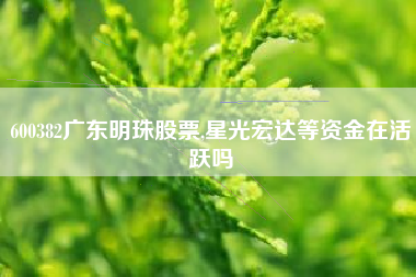 600382广东明珠股票,星光宏达等资金在活跃吗