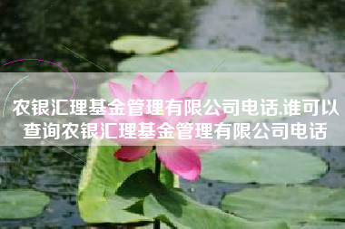 农银汇理基金管理有限公司电话,谁可以查询农银汇理基金管理有限公司电话