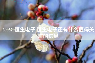 600570恒生电子,恒生电子还有什么值得关注的信息