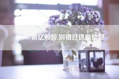 000981银亿股份,别错过这些信息
