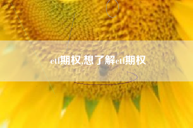 etf期权,想了解etf期权