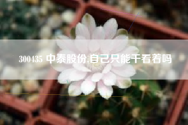 300435 中泰股份,自己只能干看着吗
