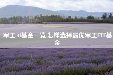 军工etf基金一览,怎样选择最优军工ETF基金