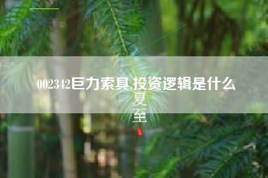 002342巨力索具,投资逻辑是什么