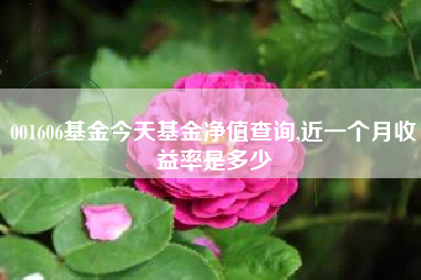 001606基金今天基金净值查询,近一个月收益率是多少