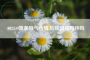 002549凯美特气行情,后续值得期待吗