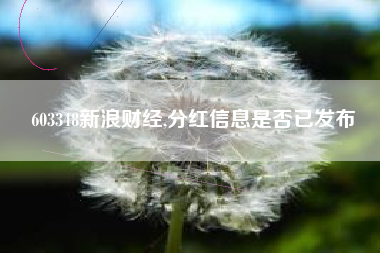 603348新浪财经,分红信息是否已发布