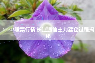 600345股票行情,长江通信主力建仓过程揭秘