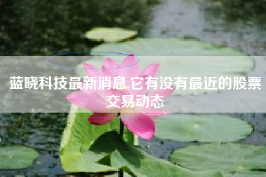 蓝晓科技最新消息,它有没有最近的股票交易动态