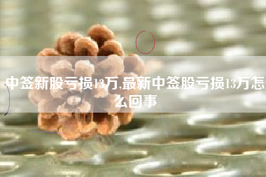 中签新股亏损13万,最新中签股亏损13万怎么回事