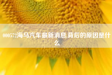 000572海马汽车最新消息,背后的原因是什么
