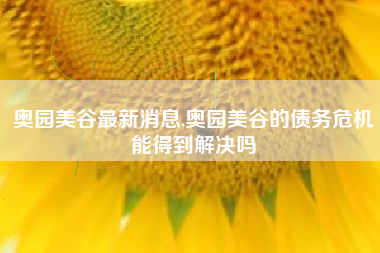 奥园美谷最新消息,奥园美谷的债务危机能得到解决吗