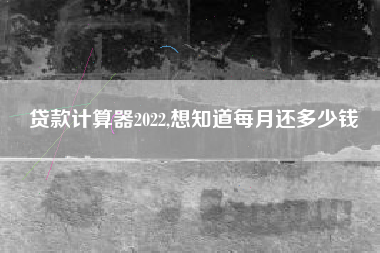 贷款计算器2022,想知道每月还多少钱