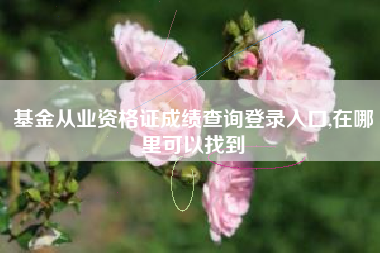 基金从业资格证成绩查询登录入口,在哪里可以找到