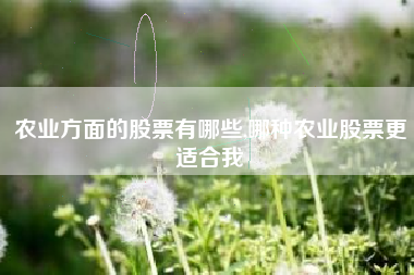农业方面的股票有哪些,哪种农业股票更适合我