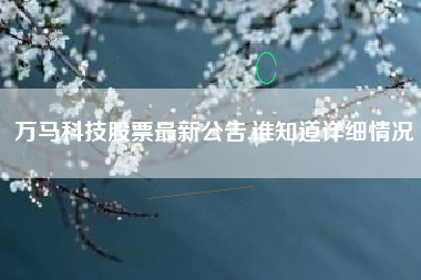 万马科技股票最新公告,谁知道详细情况