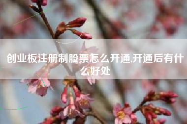 创业板注册制股票怎么开通,开通后有什么好处