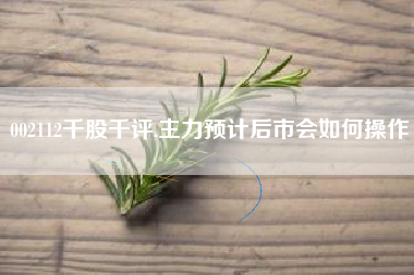 002112千股千评,主力预计后市会如何操作