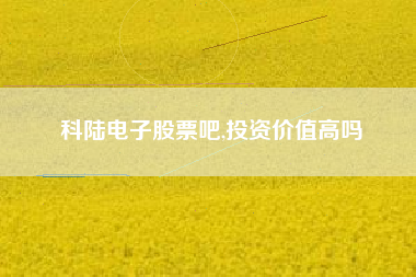 科陆电子股票吧,投资价值高吗
