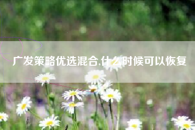 广发策略优选混合,什么时候可以恢复